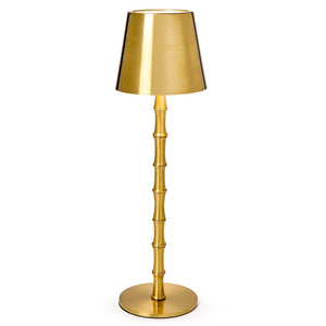 Two's Company LED Portable Cordless Gold Bamboo Lamp in Gift Box