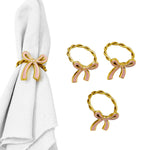 Two's Company Set of 4 Bow Napkin Rings in Gift Box