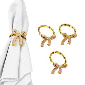 Two's Company Set of 4 Bow Napkin Rings in Gift Box