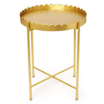Two's Company Gold Scalloped Edge Round Side/Accent Table