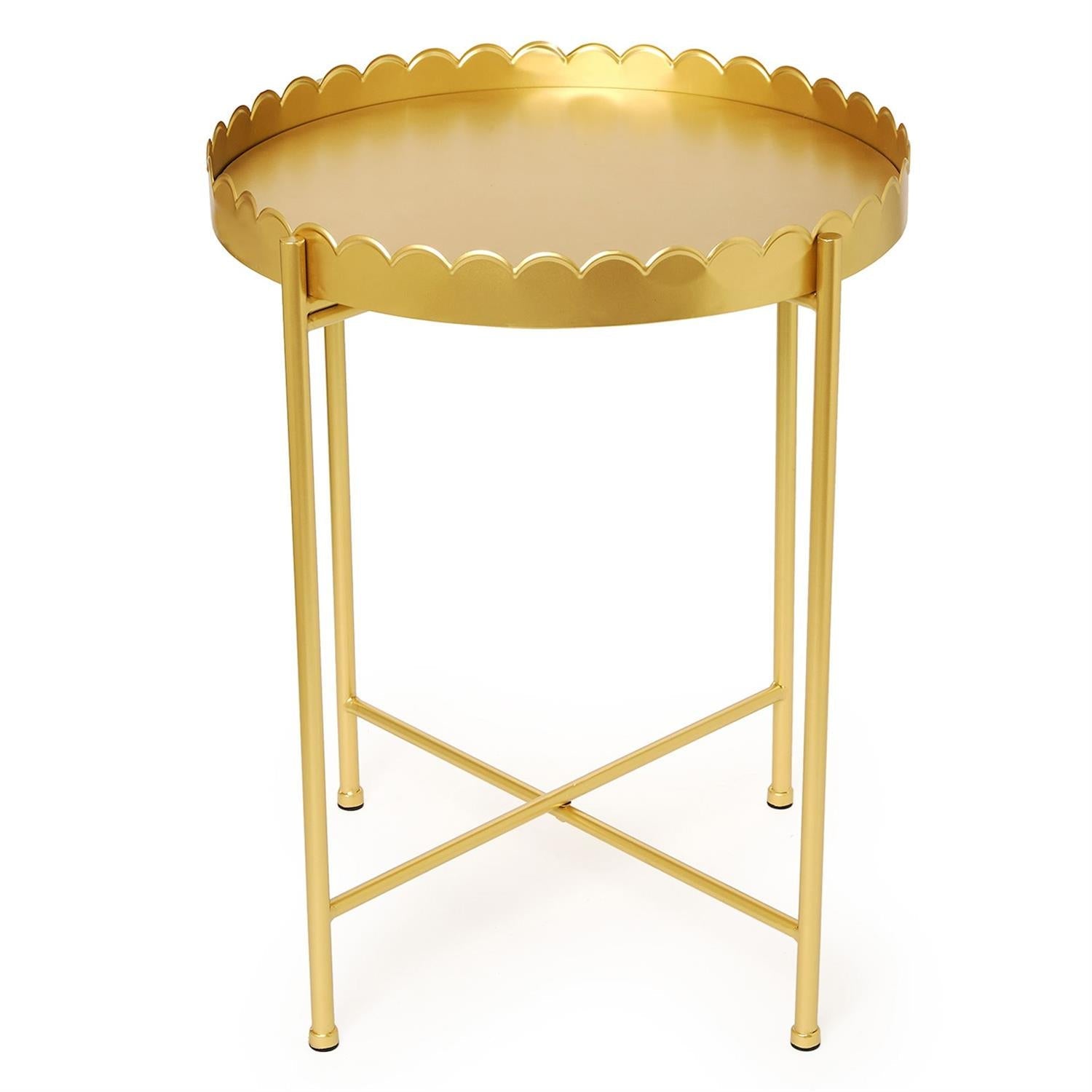 Two's Company Gold Scalloped Edge Round Side/Accent Table