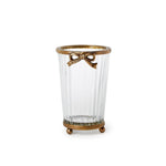Two's Company Antique Gold Finish Hand Cut Glass Vase w/Bow Accent