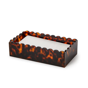 Two's Company Tortoise Print Scalloped Edge Acrylic Guest Napkin Holder