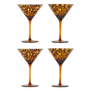 Two's Company S/4 Tortoise Print Martini Glass