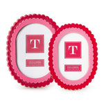 Two's Company Set of 2  Double Scalloped Edge Pink/Dark Pink Photo Frames