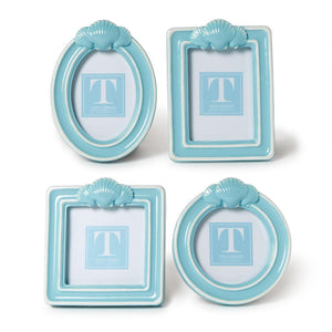 Two's Company Set of 4 Blue Shell Photo Frame Incl 4 Styles - 55417