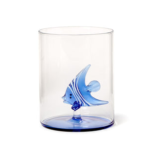 Two's Company Blue Angel Fish Icon in Double Old Fashion Glass - 55460