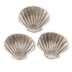 Two's Company Set of 3 Silver Shell Tidbit Dishes - 55461