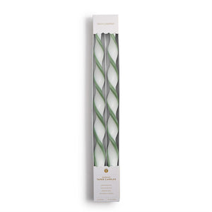 Two's Company Set of 2 Twist and Glow Green Ribbon 15 3/4" Twist Taper Candles in Gift Box - 55491
