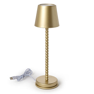 Two's Company LED Cordless Gold Beaded Pole Table Lamp with Charging Base in Gift Box - 55505