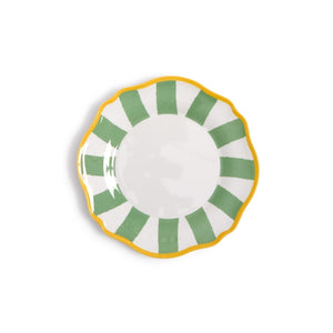 Two's Company Set of 4 Green Striped Salad / Dessert Plates - 55518