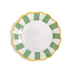 Two's Company Set of 4 Green Striped Dinner Plates - 55519