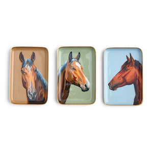 Two's Company Horse Country Set of 3 Metal Trinket / Desk Trays Incl 3 Designs - 55526