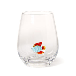 Two's Company Tropical Fish Stemless Wine Glass - 55536