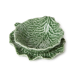 Two's Company Set of 2 Cruciferous Leaf Textured Bowl and Plate - 55537