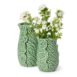 Two's Company Set of 2 Cruciferous Leaf Textured Vases - 55541