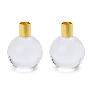 Two's Company Set of 2 Color Pop Clear Taper Candleholders - 55543