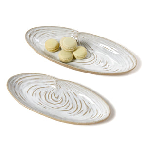 Two's Company Artisanal Reactive Glaze Set of 2 Shell Tidbit Dish / Tray - 55563