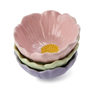 Two's Company Set of 3 Flower Tidbit Bowls Includes 3 Flowers - 55565