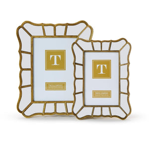 Two's Company Set of 2 Heirloom Gold Photo Frames with Mirror Scalloped Edge Incl 2 Sizes - 55622