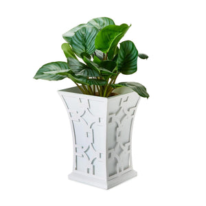 Two's Company Laser Fretwork Flared Metal Planter - 55632