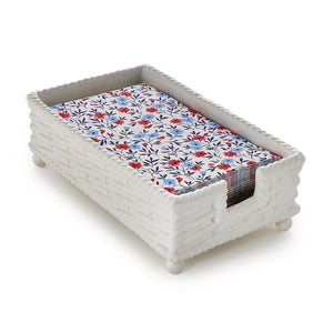 Two's Company Basketweave Guest Towel / Utensil Napkin Holder - 55635