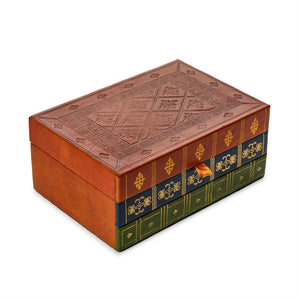 Two's Company Leather Hinged Rectangle Keepsake/Storage Box with Tri-Color Spine - 55649