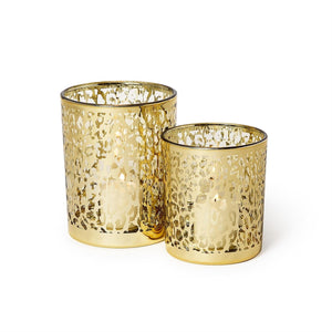 Two's Company Set of 2 Leopard Silhouette Antiqued Tealight / Votive Candleholders Incl 2 sizes - 55651