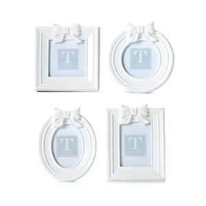 Two's Company Set of 4 White Bow Photo Frames Incl 4 Styles - 55652