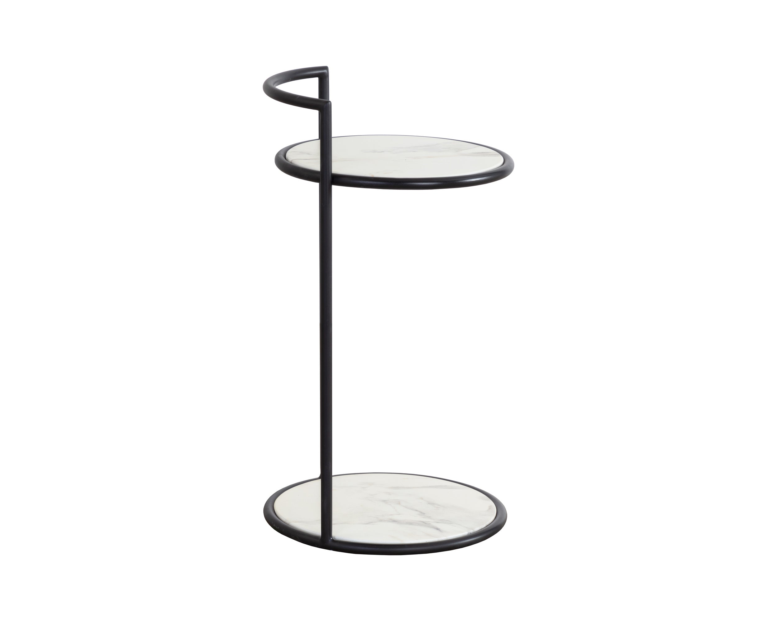 Parga End Table - Black  Marble Look