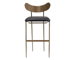 Gibbons Barstool - Antique Brass  Charcoal Black Leather