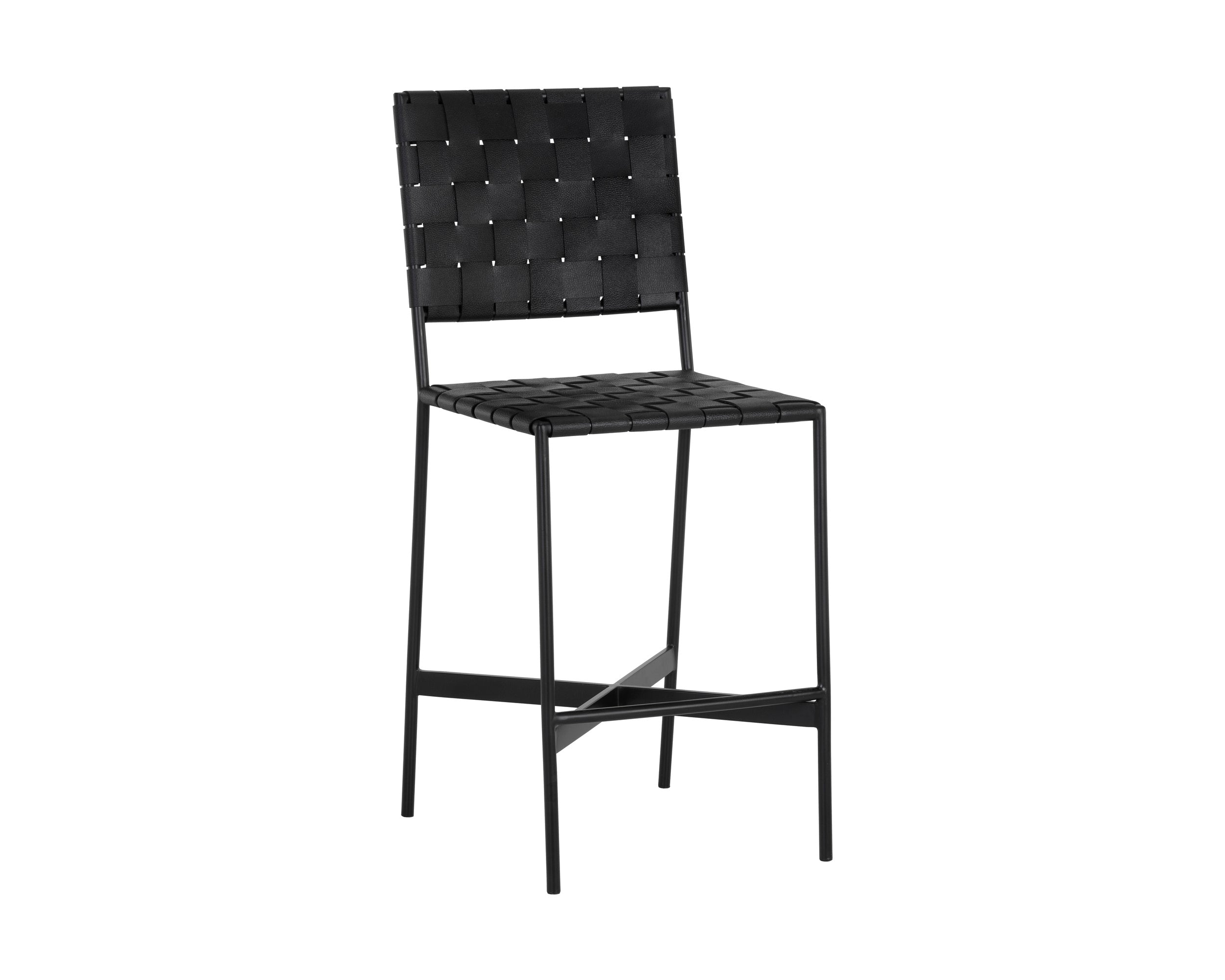 Omari Counter Stool - Black Leather