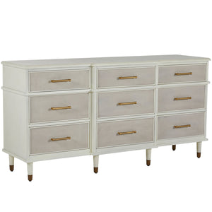 Gabby - Leona Mahogany Wood Dresser - 9 Drawers, Natural Linen Parchment White - SCH-167270