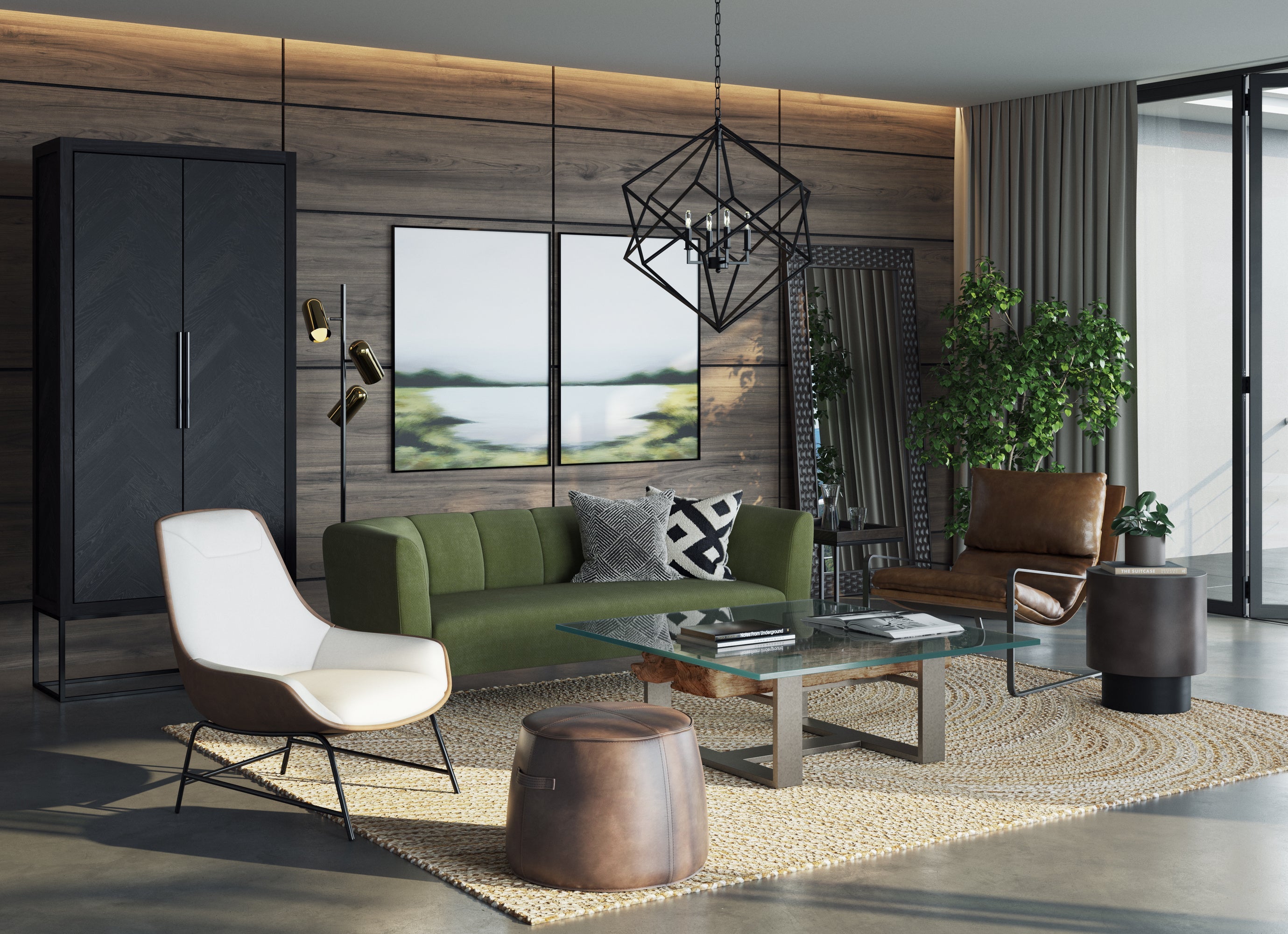 Lakeside Views (Set Of 2) - 36" X 48"  Black Floater Frame