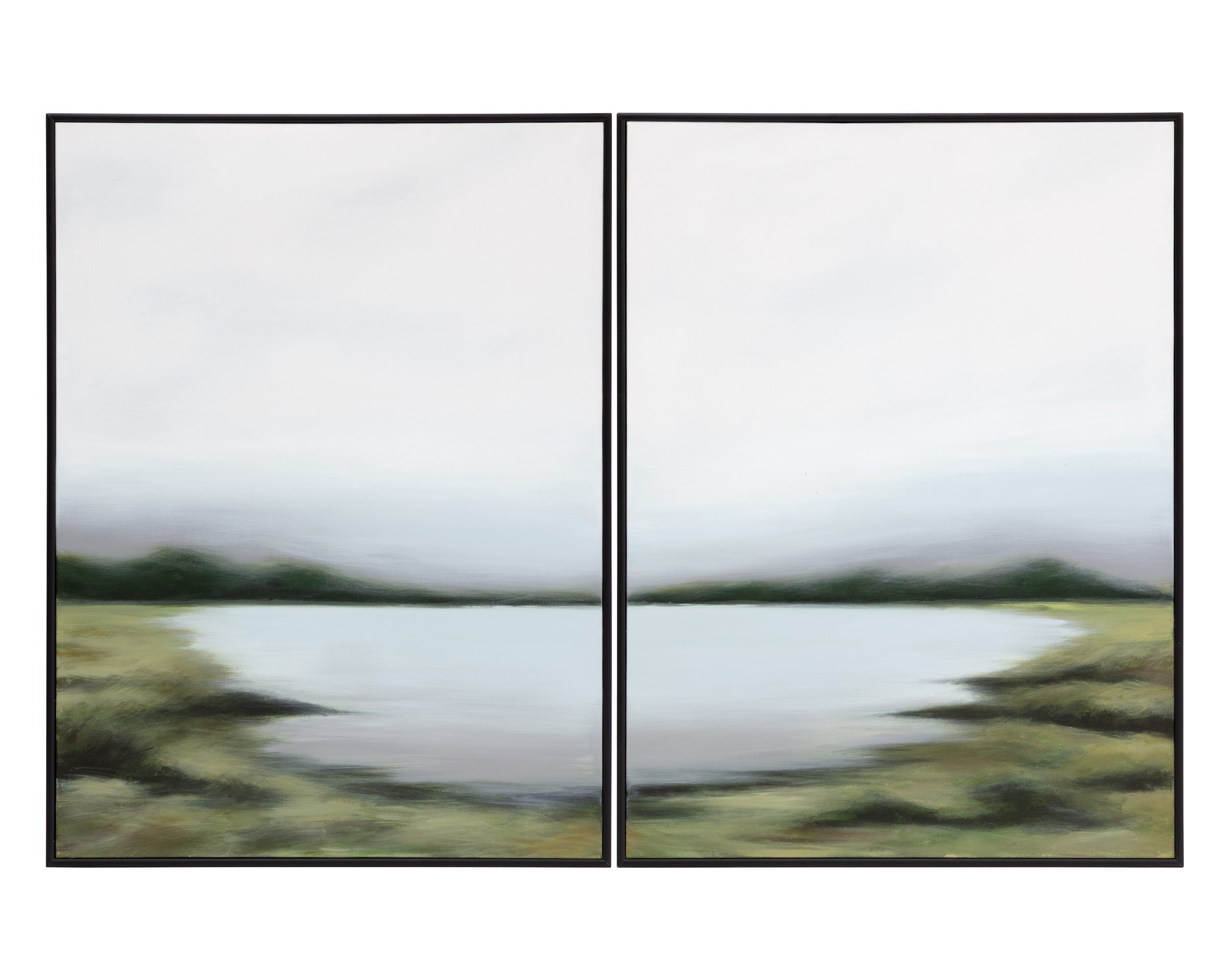 Lakeside Views (Set Of 2) - 36" X 48"  Black Floater Frame