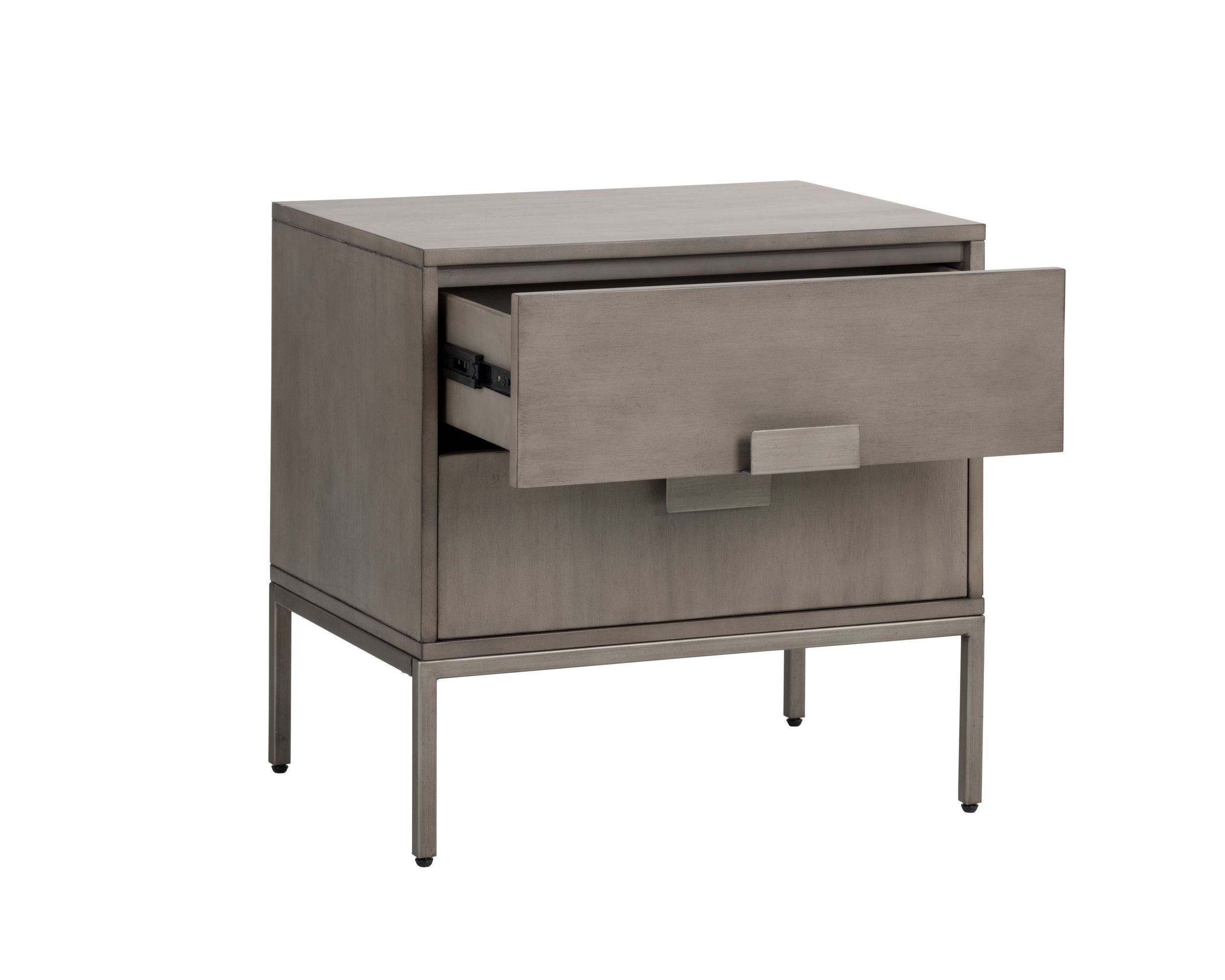 Jade Nightstand - Antique Silver  Ash Grey