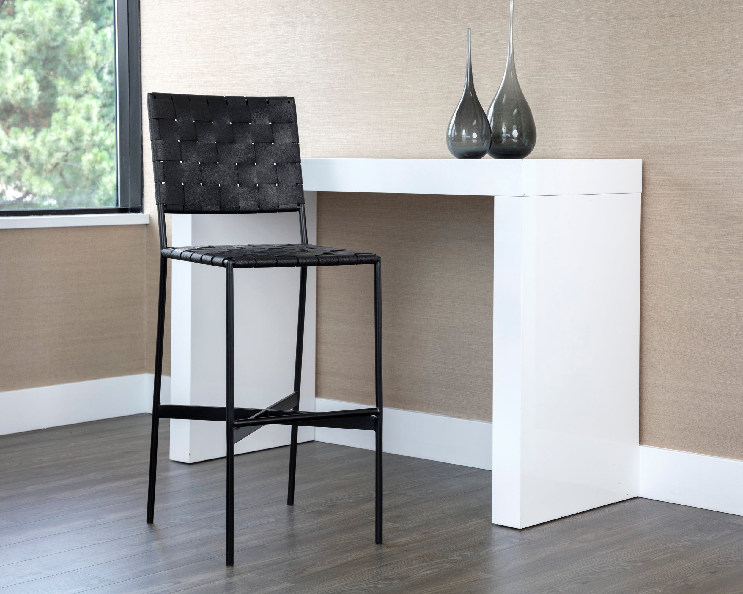 Omari Barstool - Black Leather