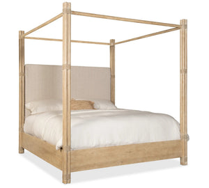 Hooker Furniture - Retreat Pole Rattan King Upholstered Poster Bed w/Canopy - 6950-90466-80