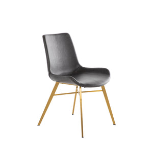 Gabby - Hines Faux Leather Stainless Steel Dining Chair - Charcoal Brown Gold - SCH-192350