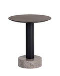 Monaco End Table - Black  Grey Marble / Raw Umber