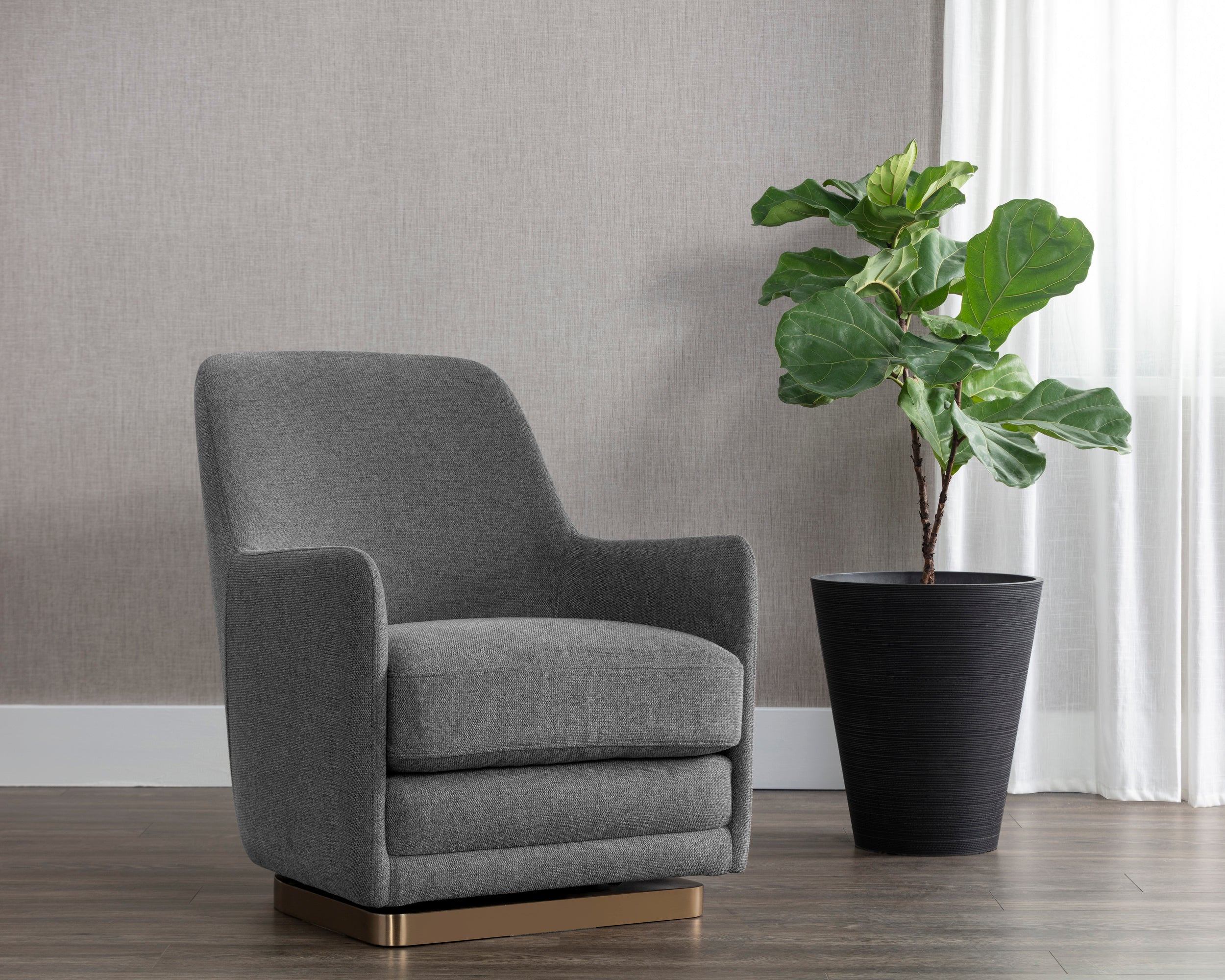 Marcela Swivel Lounge Chair - Belfast Koala Grey