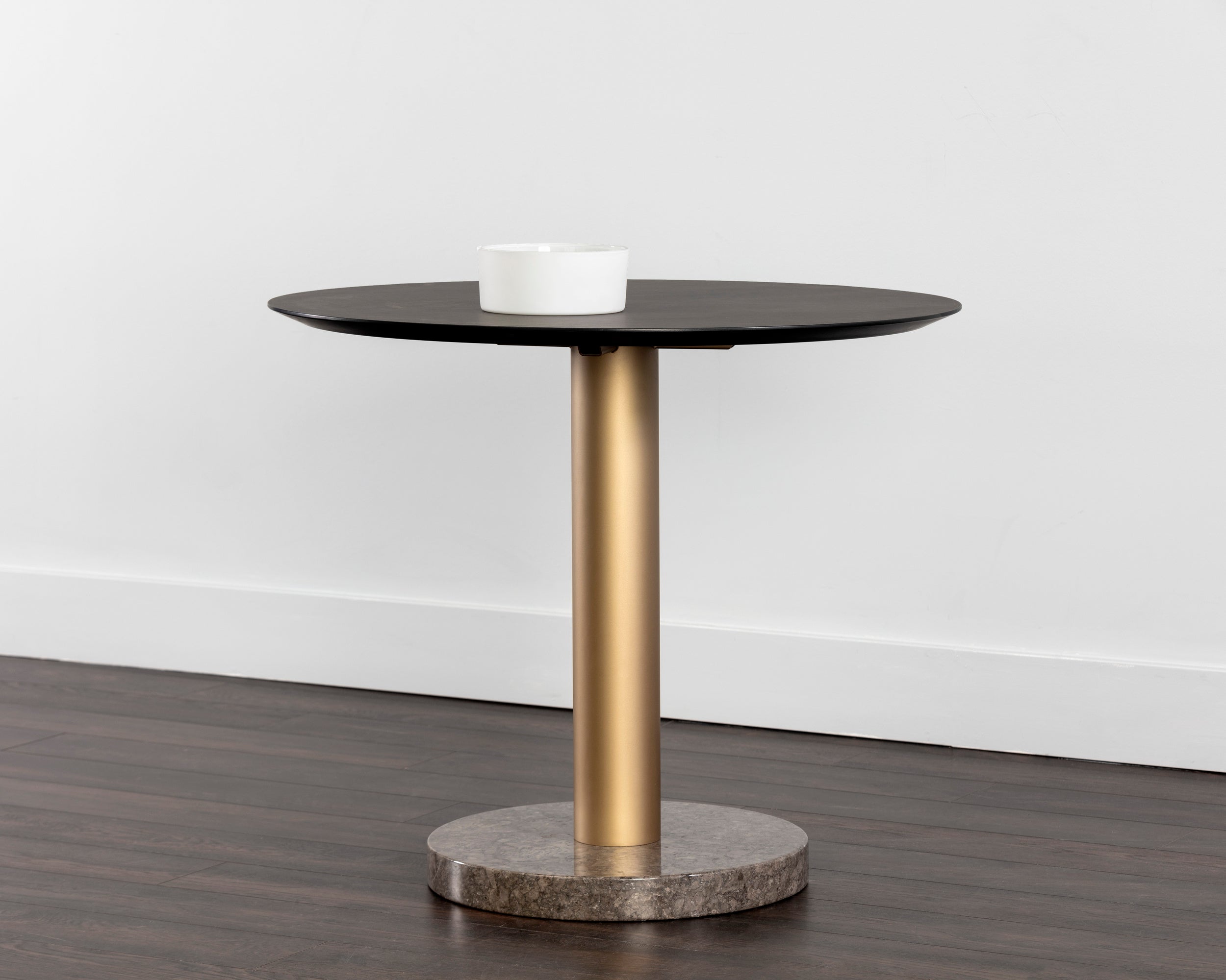 Monaco Bistro Table - Gold  Grey Marble / Charcoal Grey