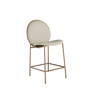 Gabby - Evelyn Metal Faux Leather Counter Stool - Brushed Gold Cream - SCH-175536