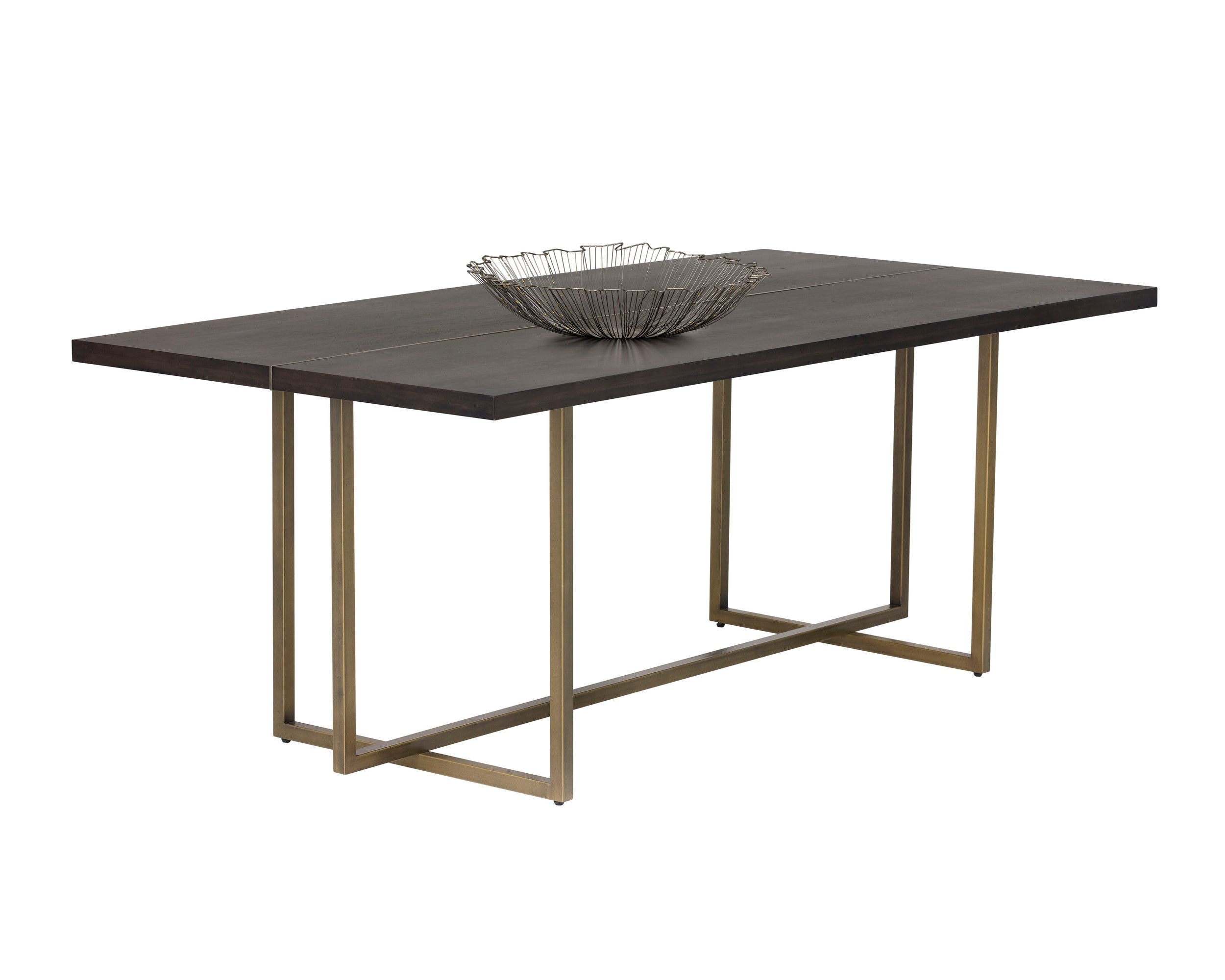 Jade Dining Table - Antique Brass  Dark Mango
