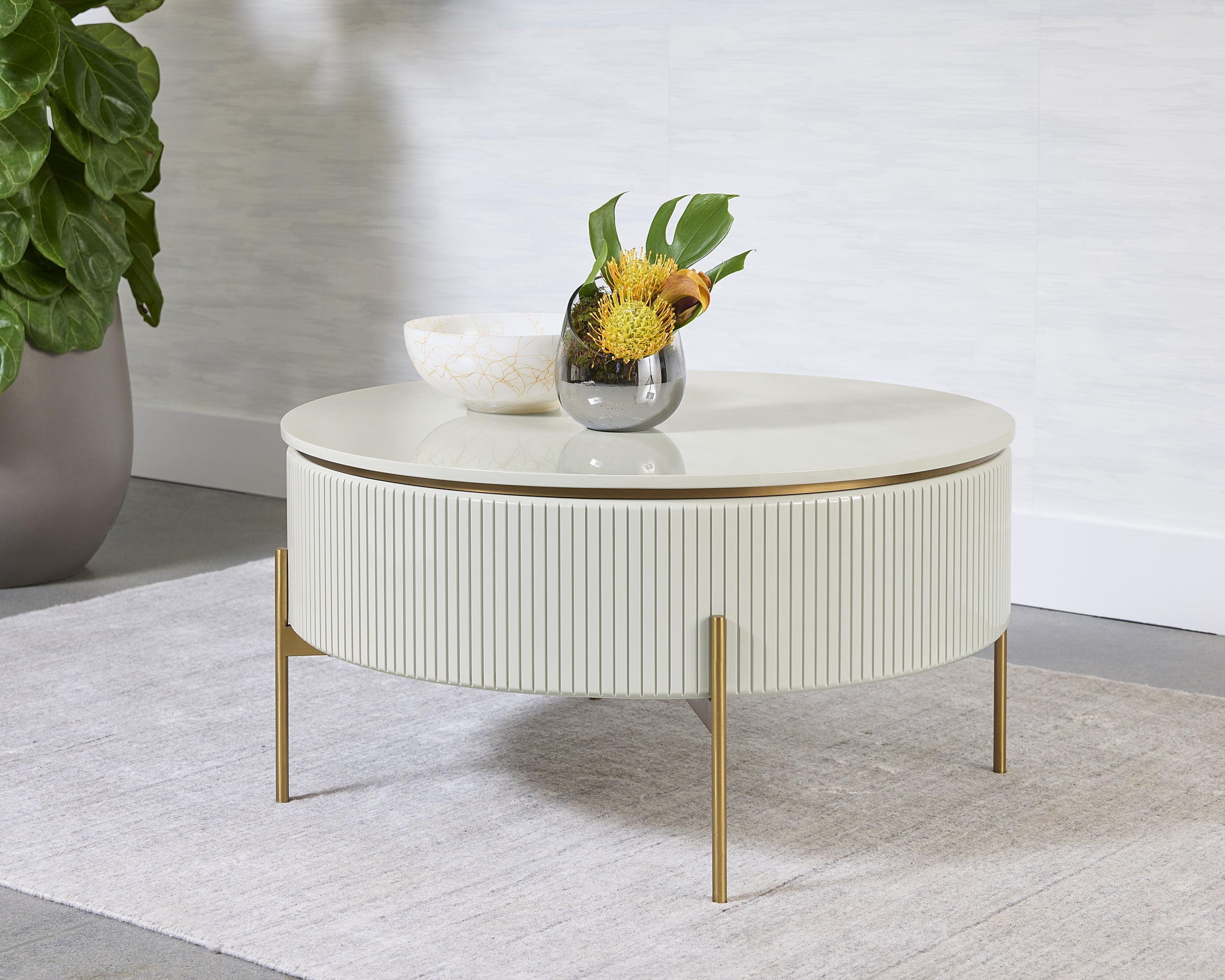 Paloma Lift Top Coffee Table - High Gloss Cream