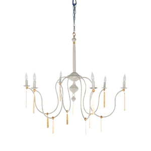Gabby - Tracy Wood Textured White Vintage Gold Chandelier - SCH-170075
