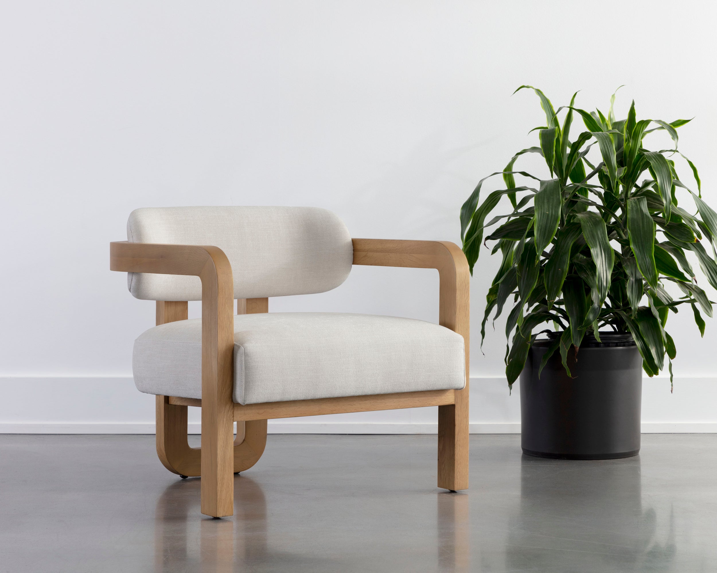 Madrone Lounge Chair - Rustic Oak  Heather Ivory Tweed