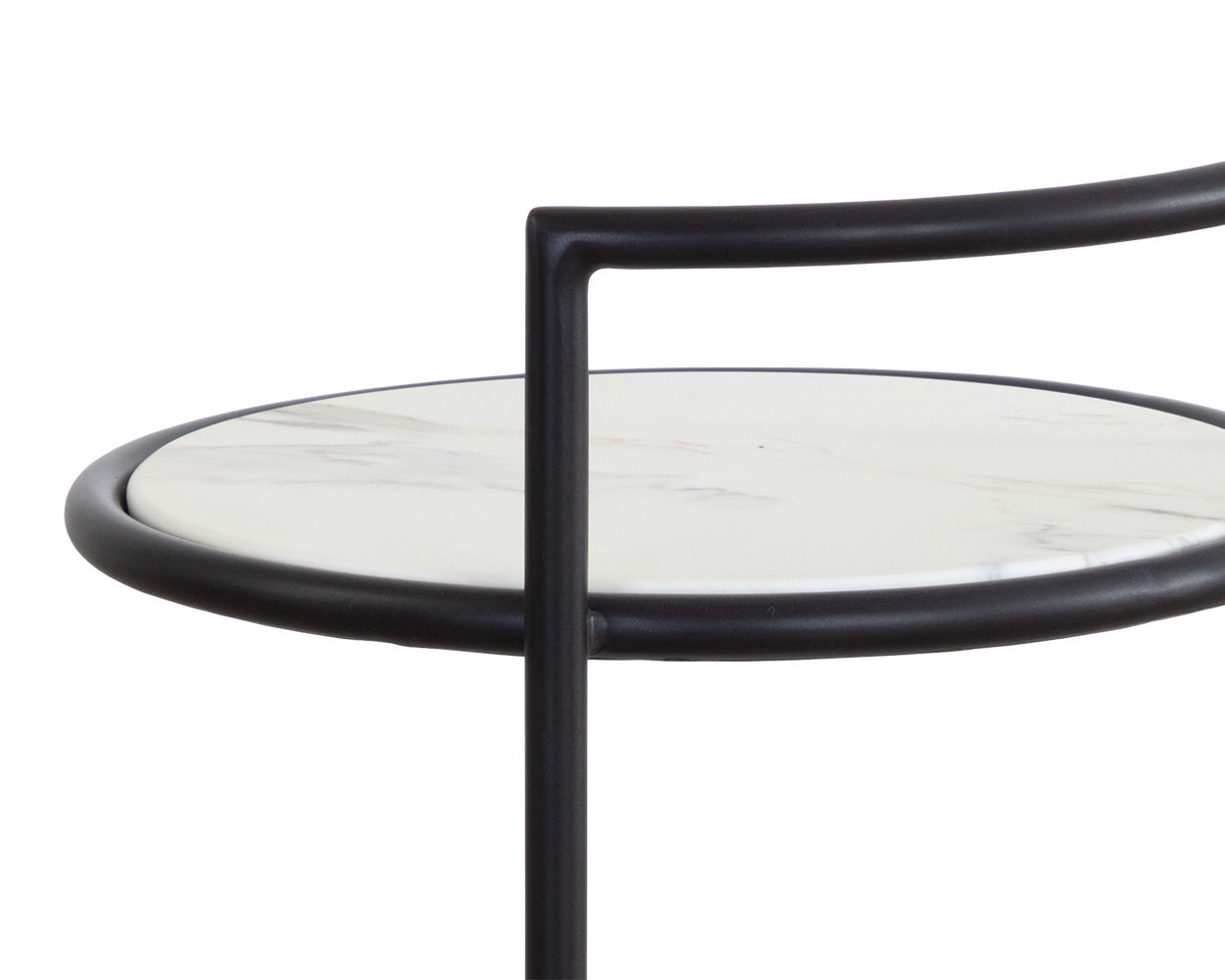 Parga End Table - Black  Marble Look