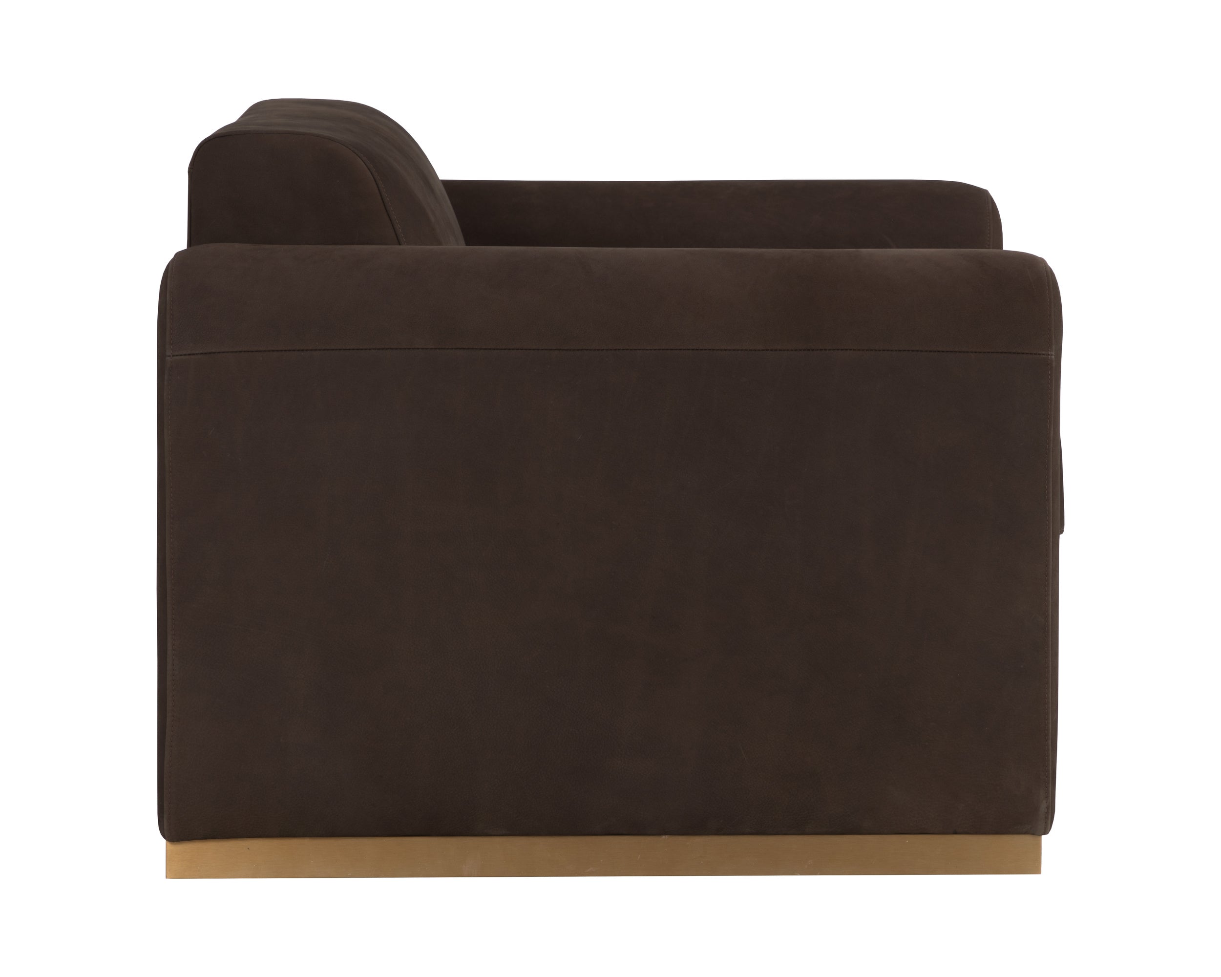 Romer Armchair - Gold  Nubuck Cocoa Leather
