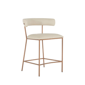 Gabby - Matlock Metal Faux Leather Counter Stool - White Brass - SCH-175540